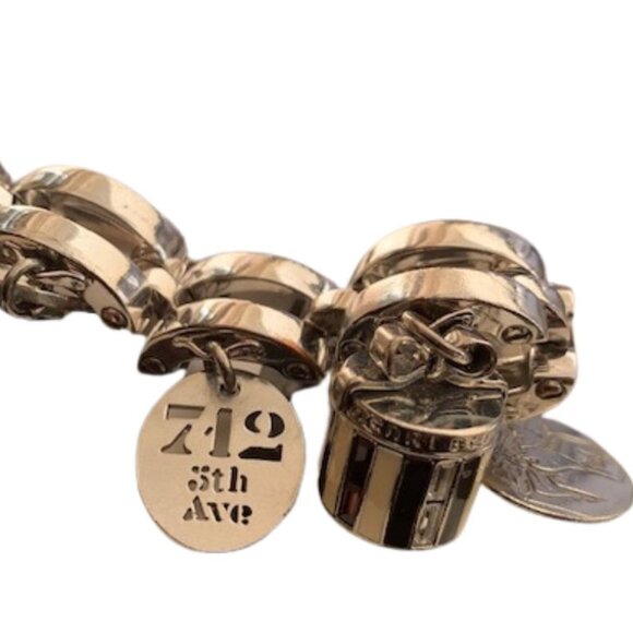 Henri Bendel Vintage Silver Link Six Charm Bracelet Rare - Picture 8 of 15